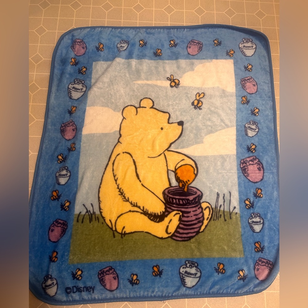 Disney Blue Winnie the Pooh Blanket